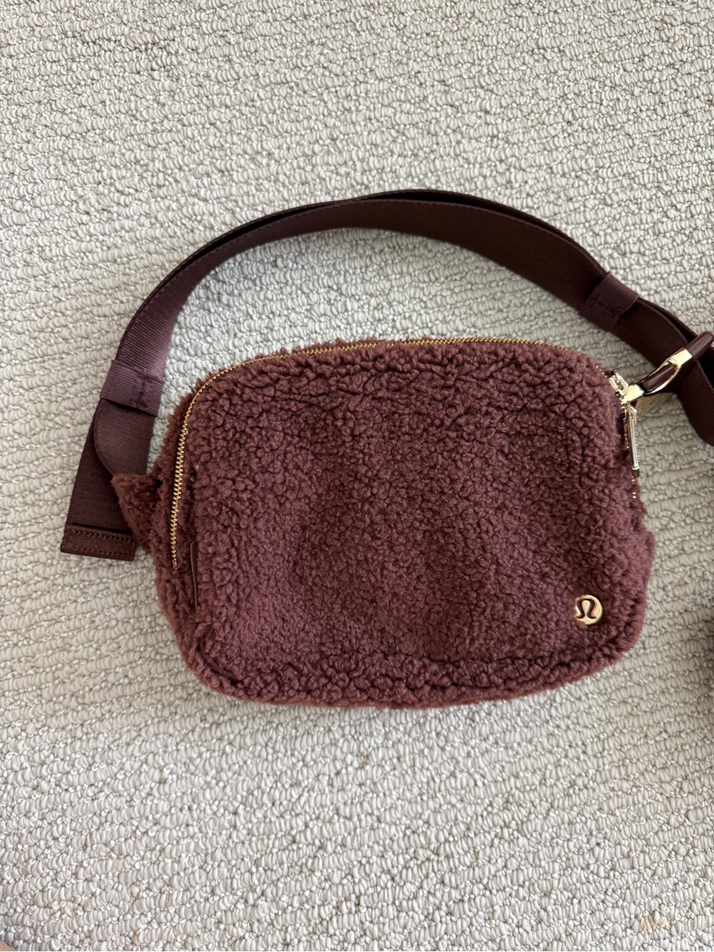 lululemon athletica Chocolate Brown Sherpa Crossbody Belt Bag